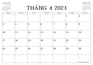 Ngày 30 tháng 4 năm 2023 là thứ mấy?