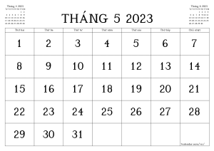 Ngày 1 tháng 5 năm 2023 là thứ mấy?