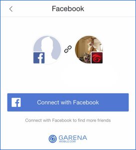 Chọn liên kết tài khoản Garena đăng nhập Facebook
