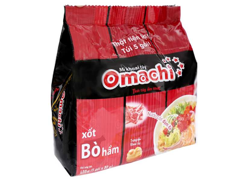Thông tin dinh dưỡng của mì omachi đã được nhà sản xuất in trên bao bì sản phẩm
